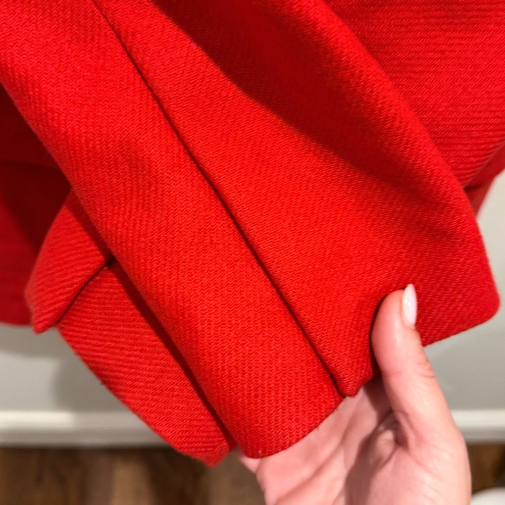 Zara Red Double Breasted Wool Blend Pea Coat Vibrant Winter Jacket | Size M - Picture 6 of 12